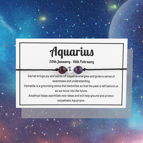 Adjustable 'Aquarius' Gemstone Zodiac Wish Bracelet / Friendship Bracelet