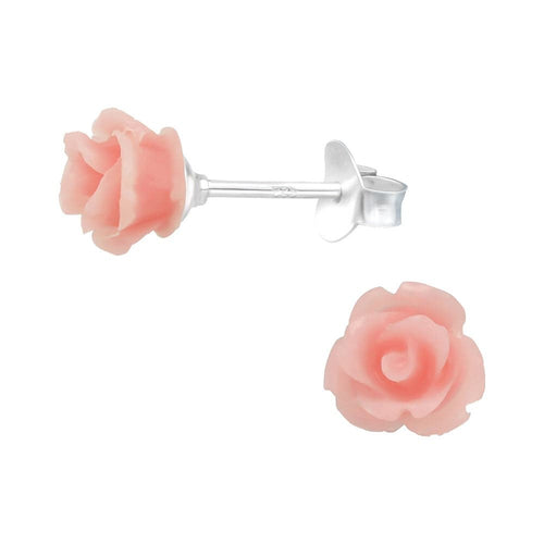 Children's Sterling Silver 'Light Rose Pink Flower' Stud Earrings