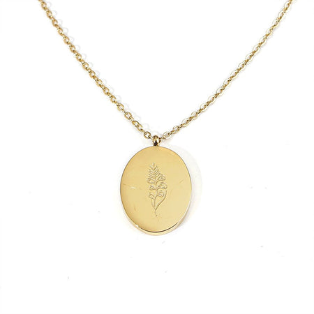 'September Birth Flower' 18k Gold Plated Titanium Steel Pendant Necklace