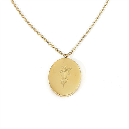 'April Birth Flower' 18k Gold Plated Titanium Steel Pendant Necklace