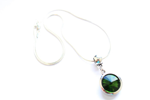 Silver Plated 'May Birthstone' Emerald Coloured Crystal Pendant Necklace