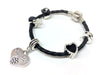 daughter black leather charm bracelet