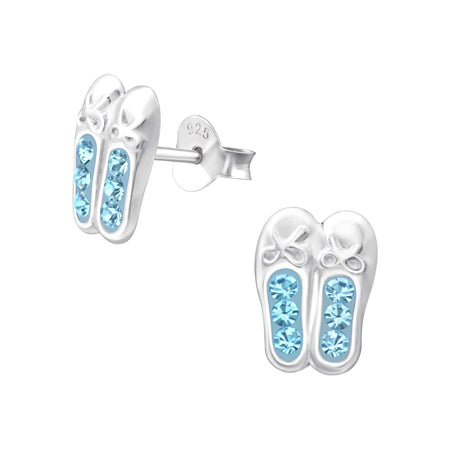 Children's Sterling Silver 'Montana Blue Sparkle Mermaid Tail' Stud Earrings