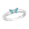 Children's Sterling Silver Adjustable Blue Diamante Butterfly Ring