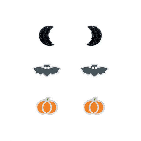Children's Sterling Silver Halloween Pumpkin Hoop Earrings