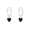 Children's Sterling Silver 'Jet Black Crystal Heart' Hoop Earrings