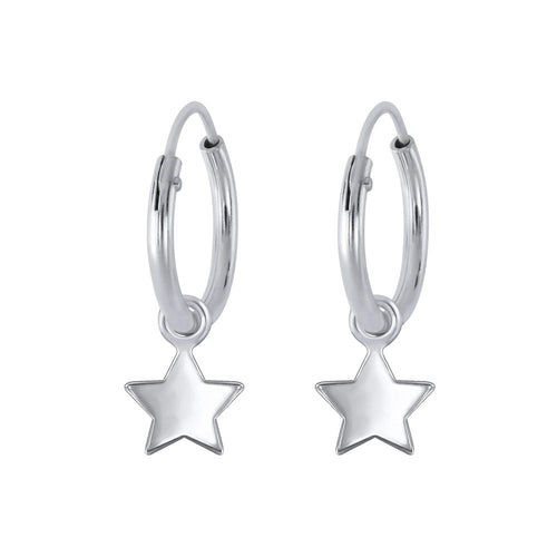 Children's Sterling Silver Star Hoop Earrings