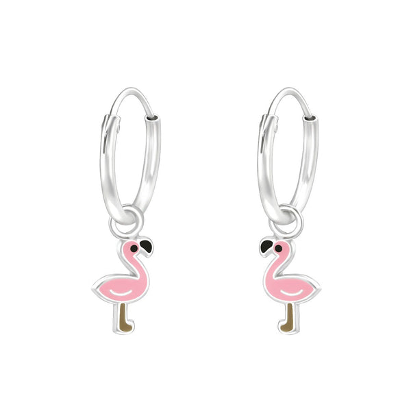 Children's Sterling Silver Flamingo Hoop Earrings