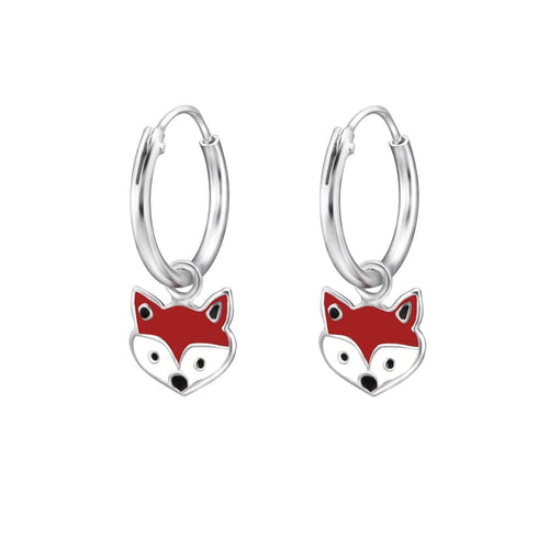 Children's Sterling Silver Fox Hoop Earrings