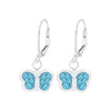 Children's Sterling Silver 'Blue Sparkle Butterfly' Crystal Lever Back Earrings