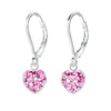 Children's Sterling Silver 'Pink Crystal Heart' Lever Back Earrings