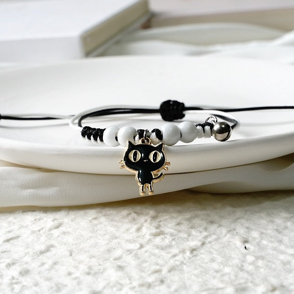 Children's Adjustable Lucky Black Cat Wish Bracelet / Friendship Bracelet