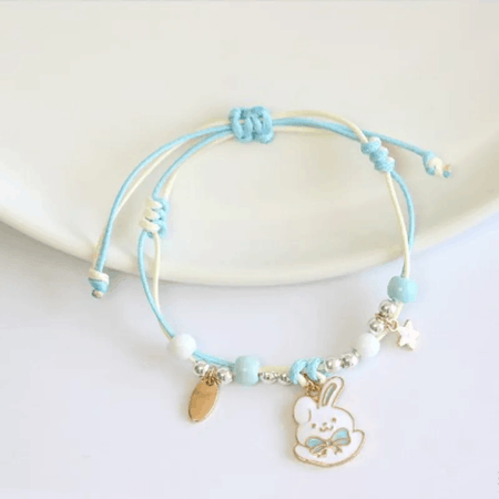 Children's Adjustable 'Bunny Rabbit' Wish Bracelet / Friendship Bracelet - Pink and Blue
