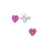 Children's Sterling Silver 'Pink Crystal Heart' Screw Back Stud Earrings