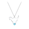 Children's Sterling Silver 'Cat With Blue Crystal' Pendant Necklace