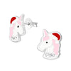 Children's Sterling Silver Christmas Unicorn Stud Earrings