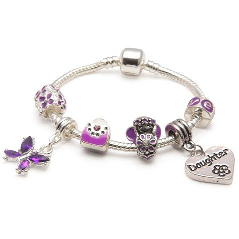 Children's Daughter drop charm Purple Fairy Dream Charm Bracelet
