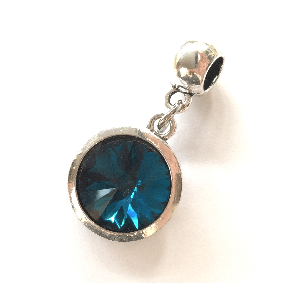 'Blue Bobbin' Glass Bead With Silver Plated Core