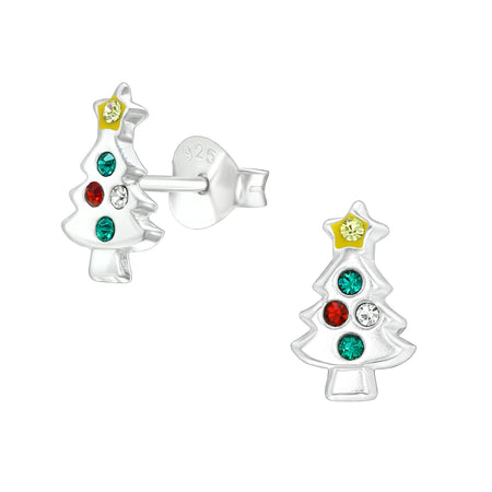 Children's Sterling Silver Set of 3 Pairs of 'Christmas is Coming' Themed Stud Earrings