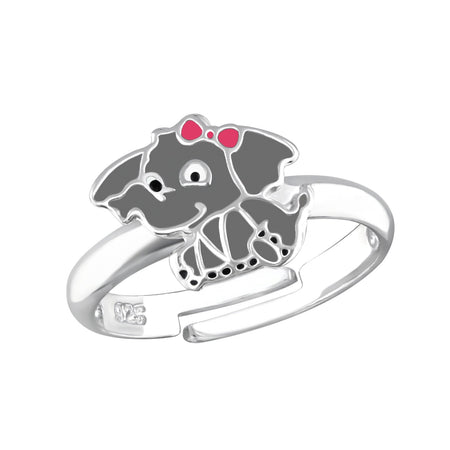Children's Sterling Silver Adjustable 'Pink Hearts' Ring