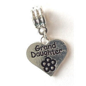 Silver Plated Grand Daughter Heart Drop Charm