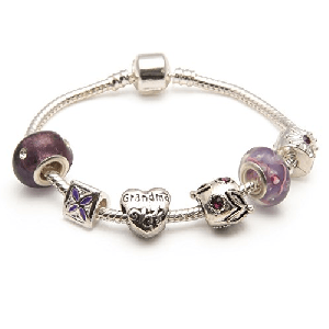 Gran 'Pink Me Up' Silver Plated Charm Bead Bracelet