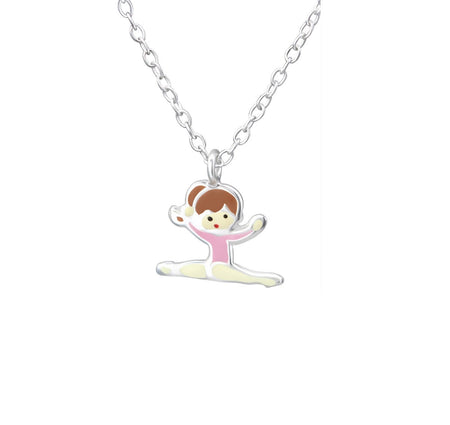 Children's Sterling Silver White and Pink Unicorn Pendant Necklace