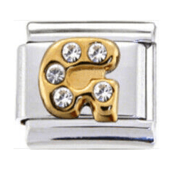 Stainless Steel 9mm Shiny Link with Gold Plated Roller Blade for Italian Charm Bracelet