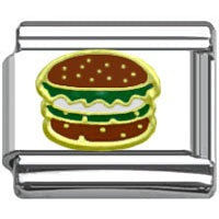Stainless Steel 9mm Shiny Link with Hamburger  for Italian Charm Bracelet