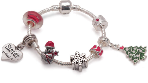 teenager christmas sister bracelet with charms and beads