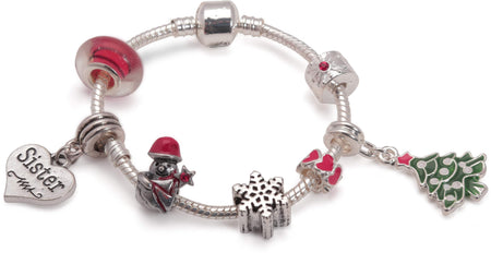 Children's 'Christmas Smiling Snowman' Stretch Bead Bracelet