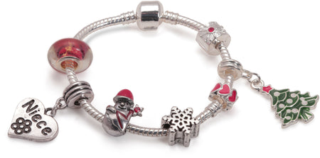 Children's Daughter 'Christmas Wishes' Silver Plated Charm Bracelet
