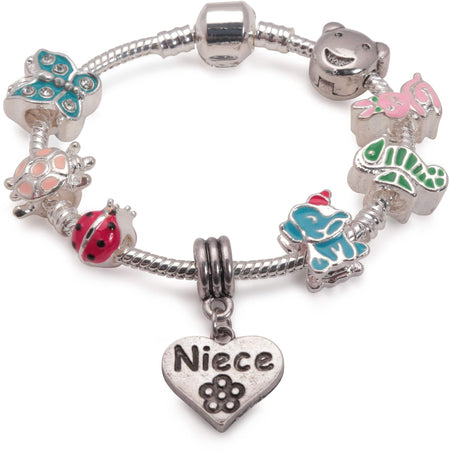Children's Niece 'Love To Dance' Silver Plated Charm Bead Bracelet