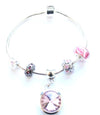 Teenager's 'October Birthstone' Rose Coloured Crystal Silver Plated Charm Bead Bracelet