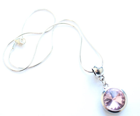 Silver Plated 'July Birthstone' Ruby Coloured Crystal Pendant Necklace