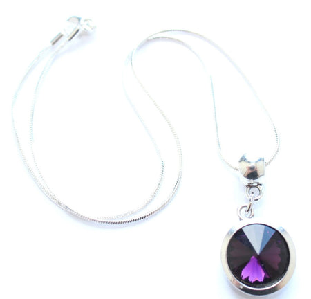 Silver Plated 'March Birthstone' Aqua Coloured Crystal Pendant Necklace
