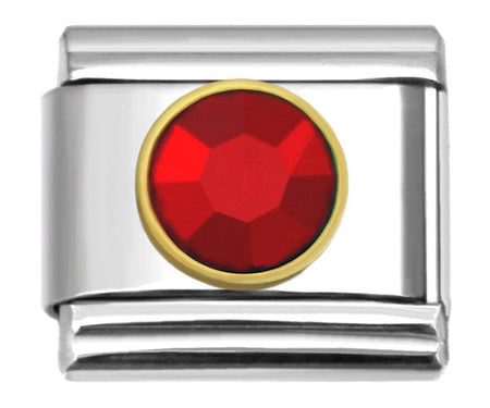 Stainless Steel 9mm Shiny Red Rose Flower Link for Italian Charm Bracelet