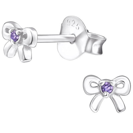 Children's Sterling Silver Purple Glitter Unicorn Stud Earrings