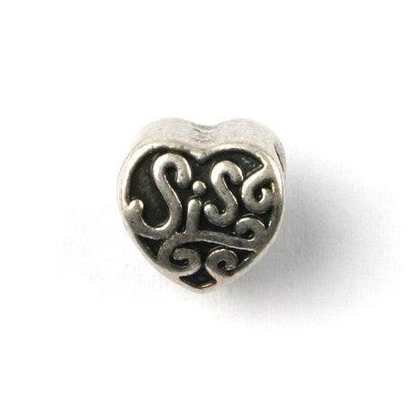 Silver Plated Sis Flower Round Charm