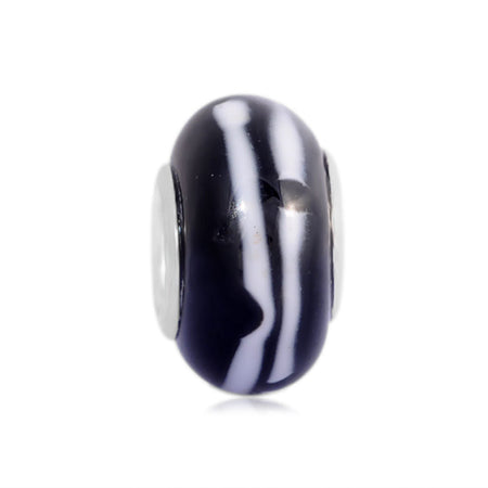 'Retro Lilac' Glass Bead With Silver Plated Core