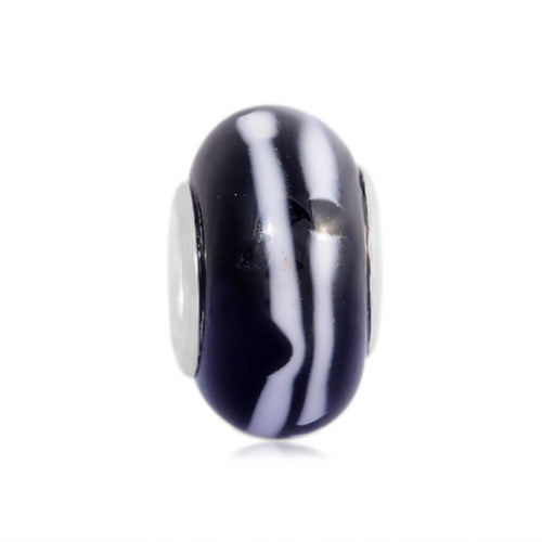 'Black Haze' Glass Bead With Silver Plated Core