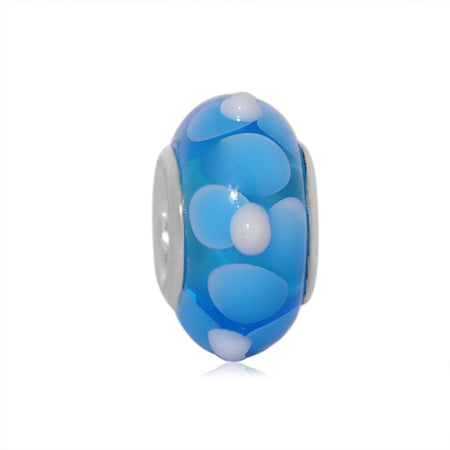 'Electric Blue Diamante' Bead With Silver Plated Core