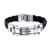 Men's 'Chicago' High Polish Stainless Steel and Leather Cross Tag Bracelet