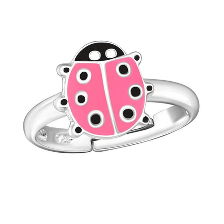 Children's Sterling Silver Adjustable Pink Diamante Heart Ring
