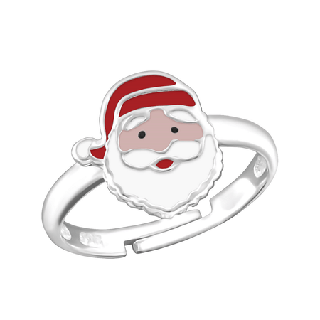 Children's Sterling Silver Adjustable Diamante Christmas Tree Ring