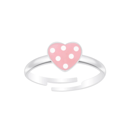 Children's Sterling Silver Adjustable Pink Diamante Heart Ring