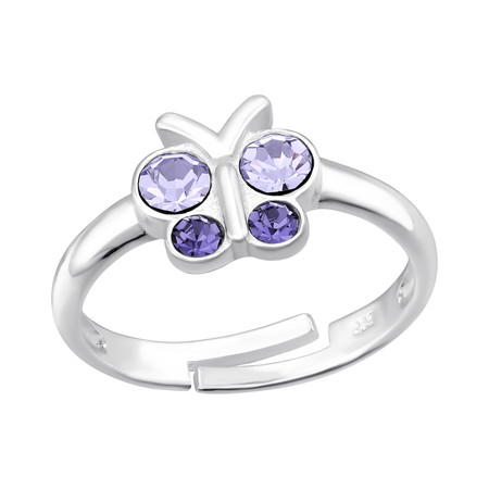 Children's Sterling Silver Adjustable 'Multicoloured Crystal Dolphin' Ring