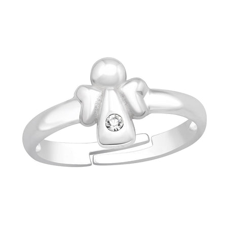 Children's Sterling Silver Adjustable Panda with Bow Ring