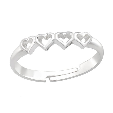 Children's Sterling Silver Adjustable Sparkle Heart Ring