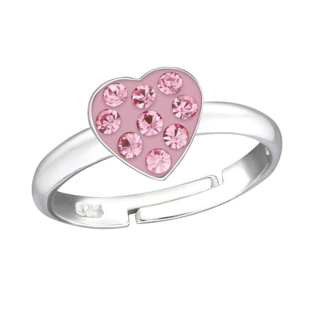 Children's Sterling Silver Adjustable Pink Paw Heart Ring